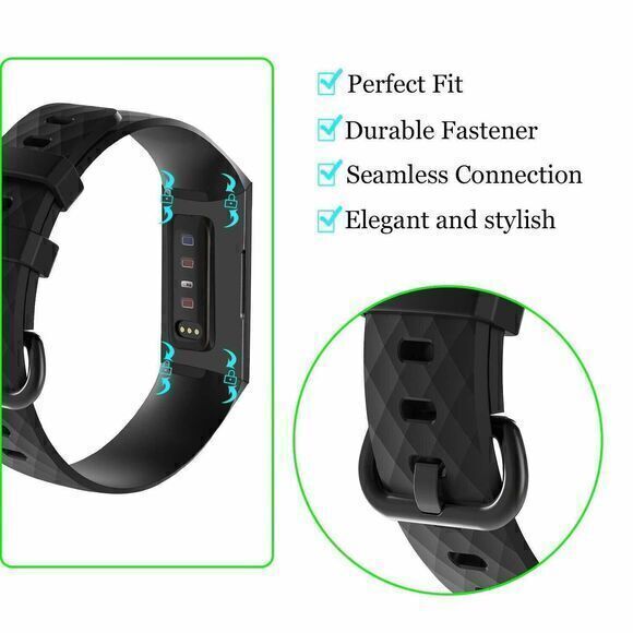Fitbit Accessories Classic Large Black Band for Charge 4 and Charge 3 FB168ABBKL - Picture 1 of 5